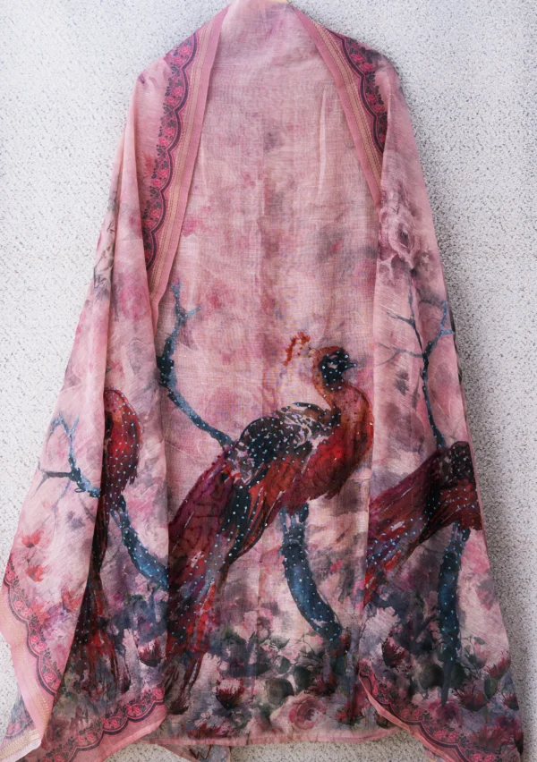Maa N Mee Pink Bird-Motif Printed Kurta Set - Image 2
