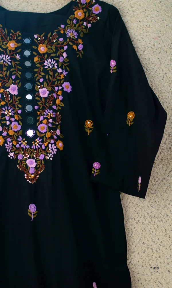 Maa N Mee Black Embroidered Kurti with Mirror Work - Image 2