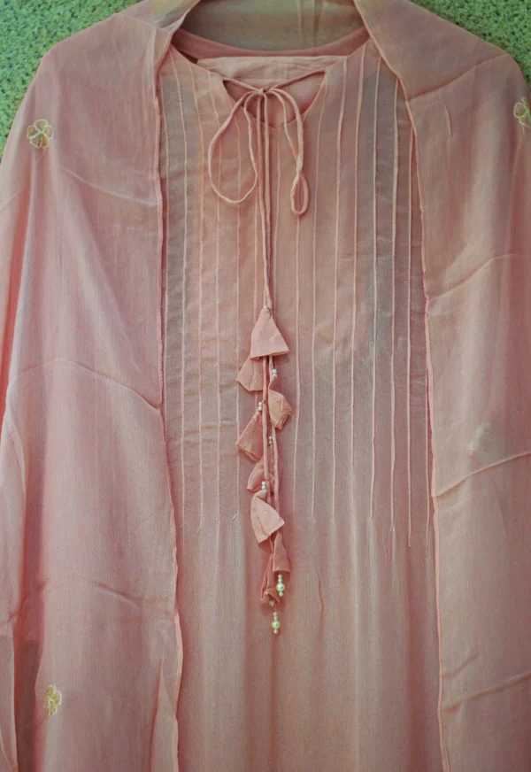 Maa N Mee Pastel Pink Layered Embroidery Kurta Set - Image 3
