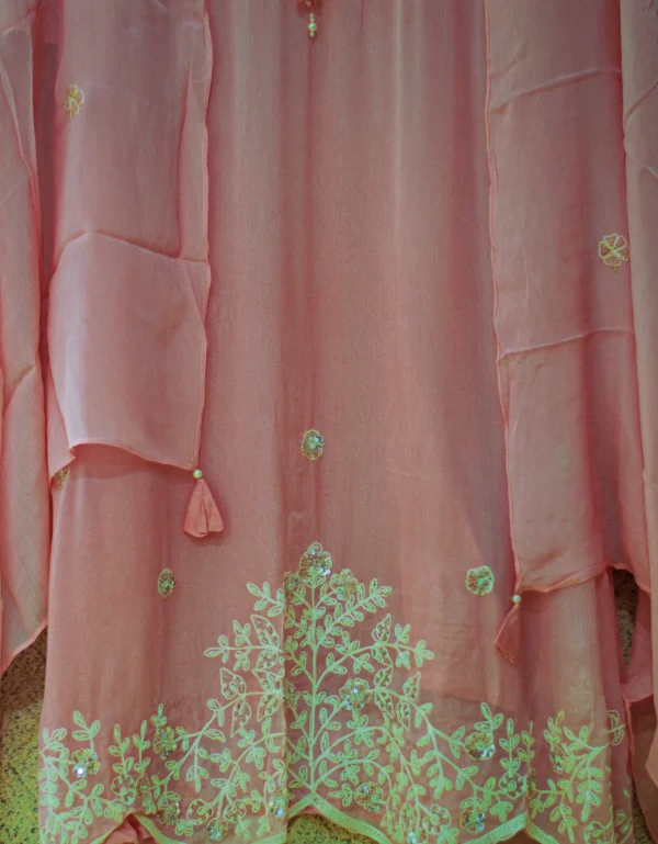 Maa N Mee Pastel Pink Layered Embroidery Kurta Set - Image 4