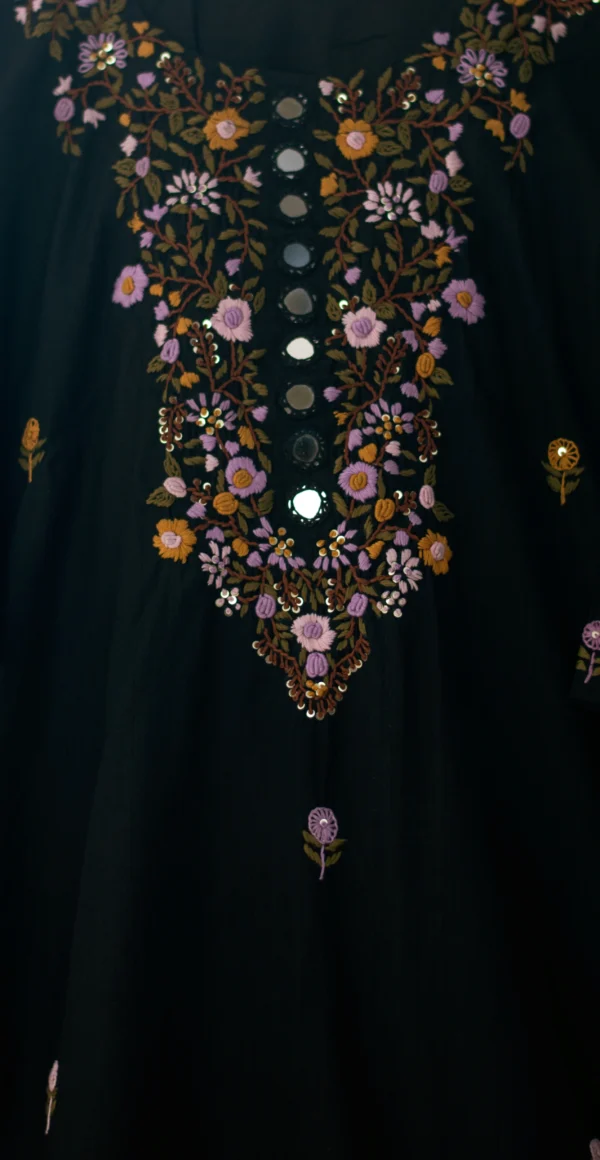 Maa N Mee Black Embroidered Kurti with Mirror Work - Image 3