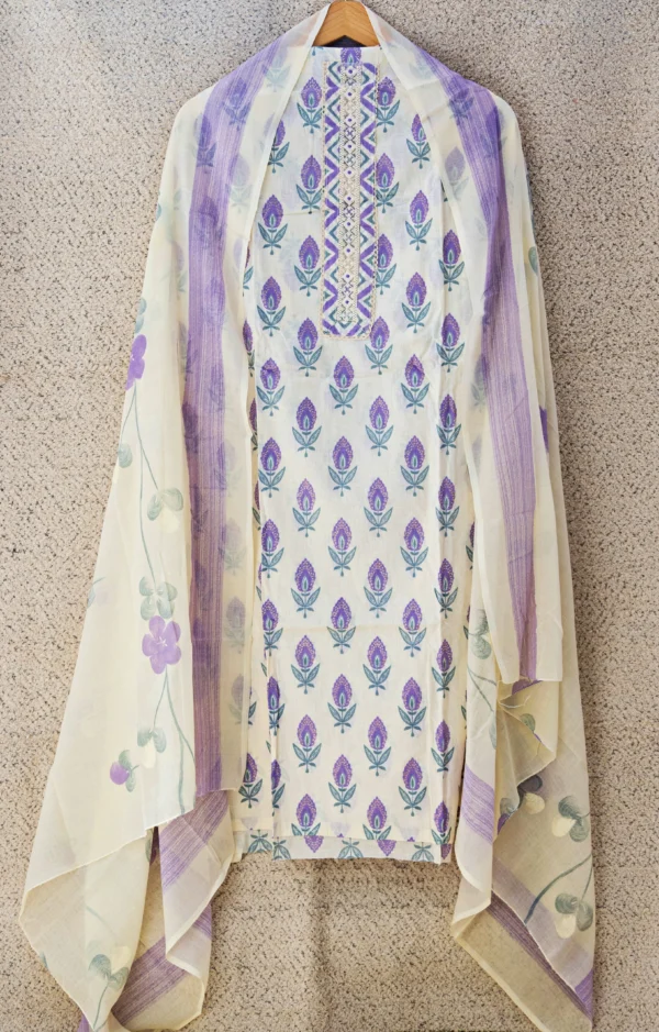 Maa N Mee Ivory-Lavender Printed Kurta Set - Image 2