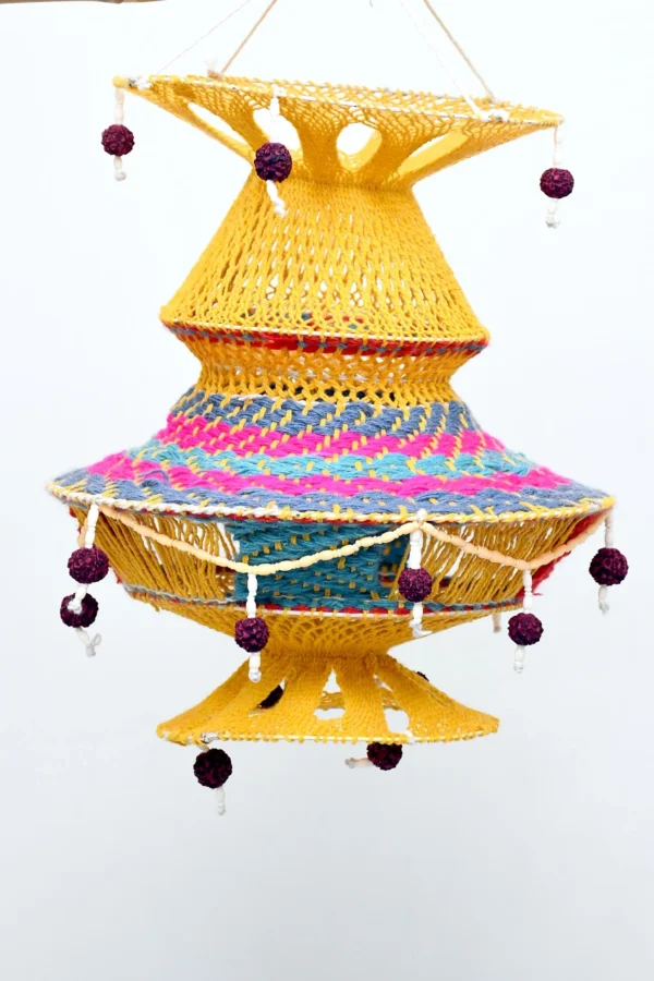 Handmade Macrame Diwali Lantern with Rudraksh Tassels