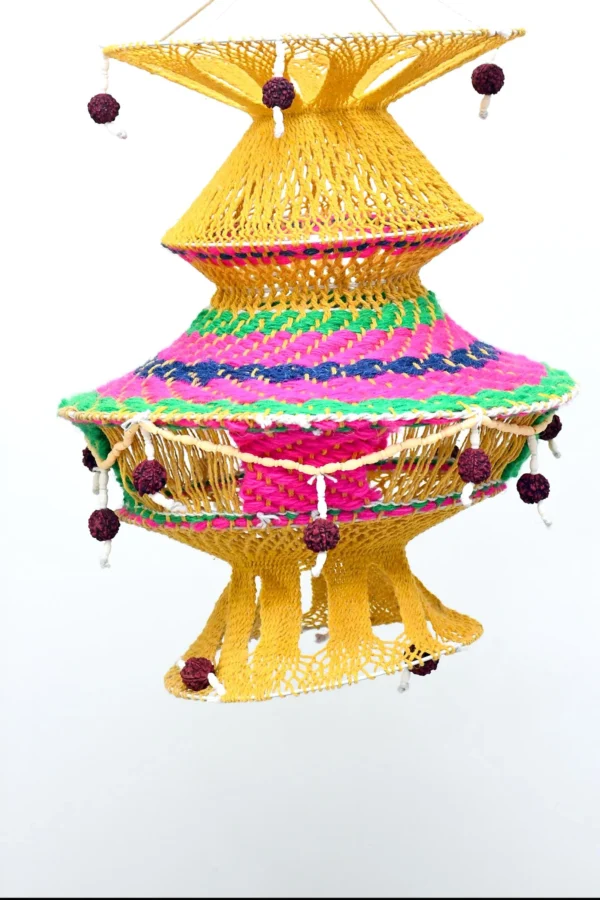 Handmade Macrame Diwali Lantern with Rudraksh Tassels - Image 2
