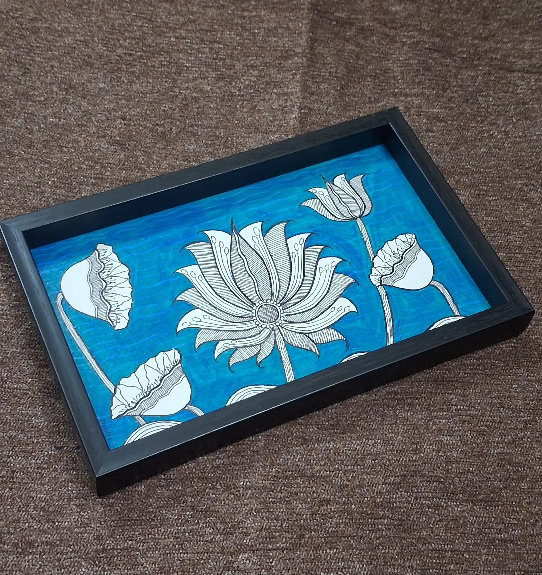Inspire-Product-Indian-Folk-Art-Blue-Lotus-Tray
