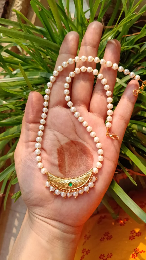 ShreeDa Chandrika Moti Antique Gold Necklace