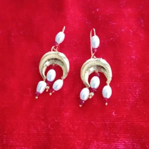 ShreeDa Chandrika Pearl Crescent Drop Earrings