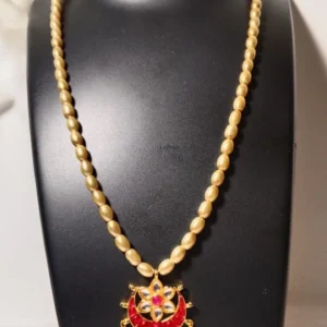 ShreeDa Chandrika Red Pearl Pendant Necklace Set