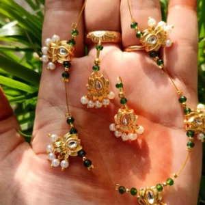 ShreeDa Kamal Lotus Antique Gold Necklace Set