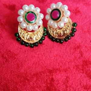 Rajwada Pearl Kundan Moon Earrings