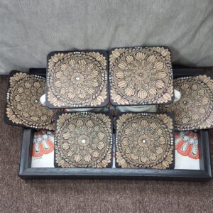 Golden Aura Mandala Tea Coaster Set of 6