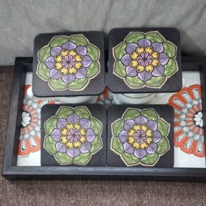 Mandala Bloom Luxe Tea Coaster Set of 4