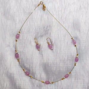 Blush Aura Bead & Pearl Necklace Set