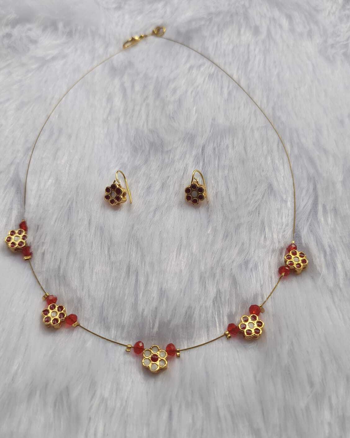 ShreeDa Ruby Bloom Necklace Set