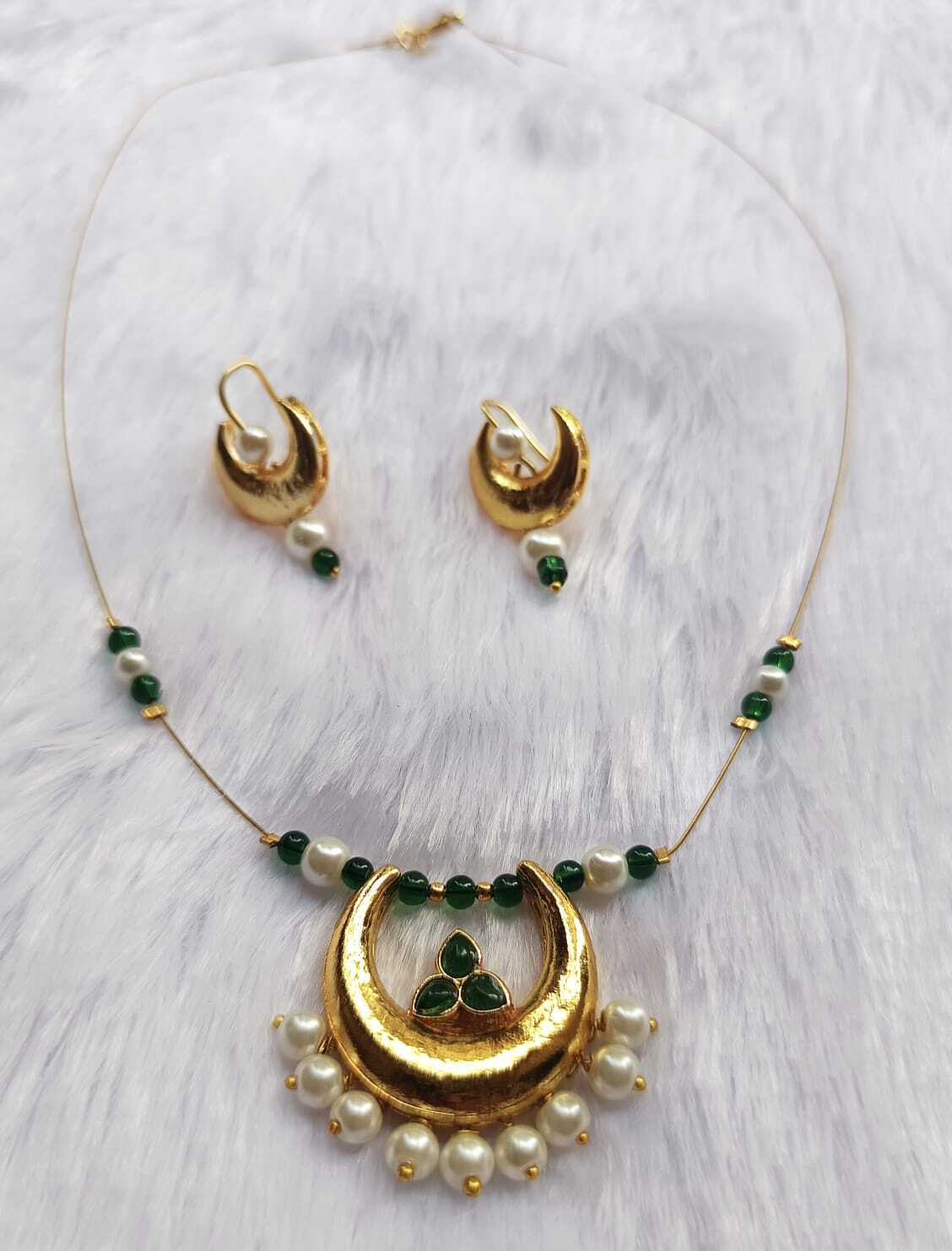 ChandraValli Green Pearl Necklace Set