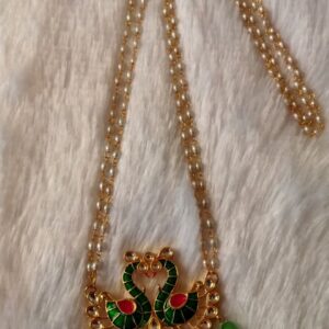 ShreeDa Emerald Peacock Pearl Drop Necklace