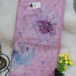 Lavender Kota Silk Saree with Resham Butti and Floral Print