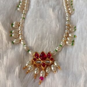 Ruhani Pearl Neckpiece | Handmade Ruby Pearl Ethnic Necklace