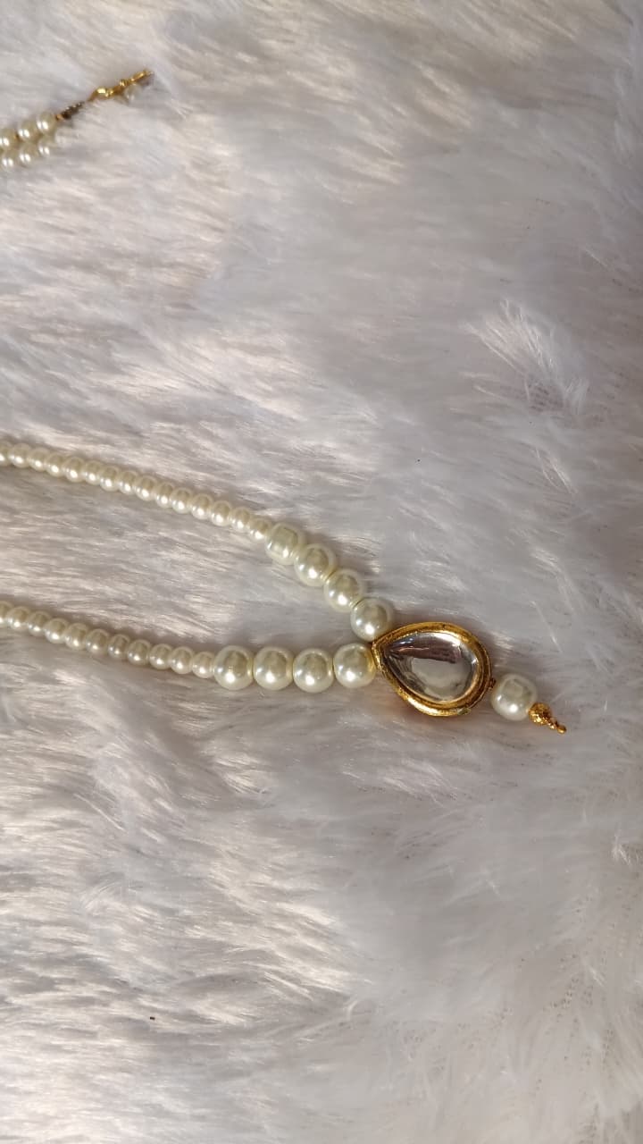 Aarvika Pearl Drop Necklace | Elegant Pearl Pendant Jewellery - Image 2
