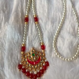 Vamika Chand Necklace | Pearl & Red Bead Ethnic Jewellery