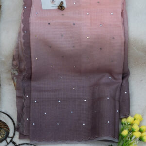 Dusty Rose Kota Silk Saree with Elegant Mirror Work